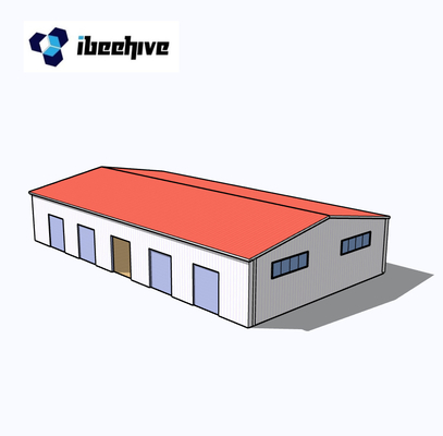 Xây dựng sẵn Long Span Single / Double Slope Roof Steel Structure Warehouse Để Lưu trữ